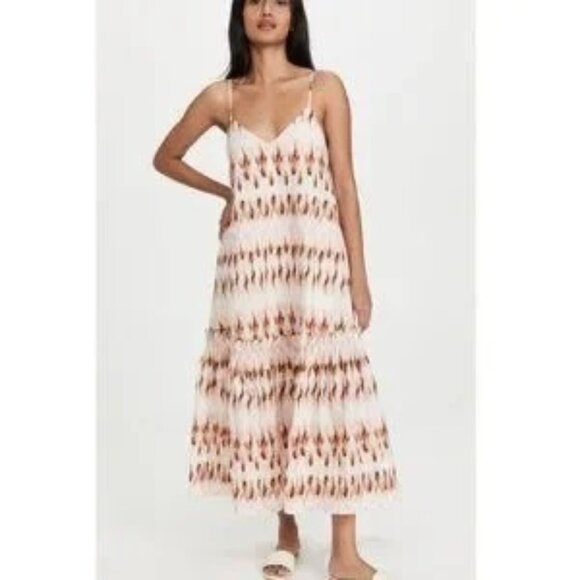 A.L.C. Tie -Dye Colette Cotton Blend‎ Sundress Midi Dress Pink Mojave Sz 8 NWT - Picture 1 of 8